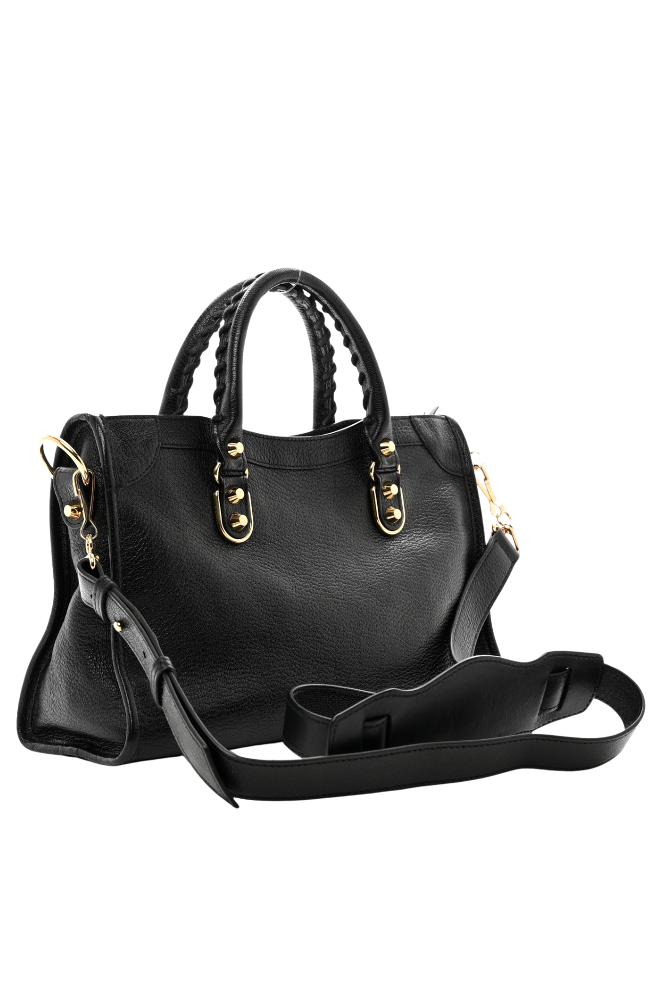 Balenciaga Black Leather Metallic Edge City Tote