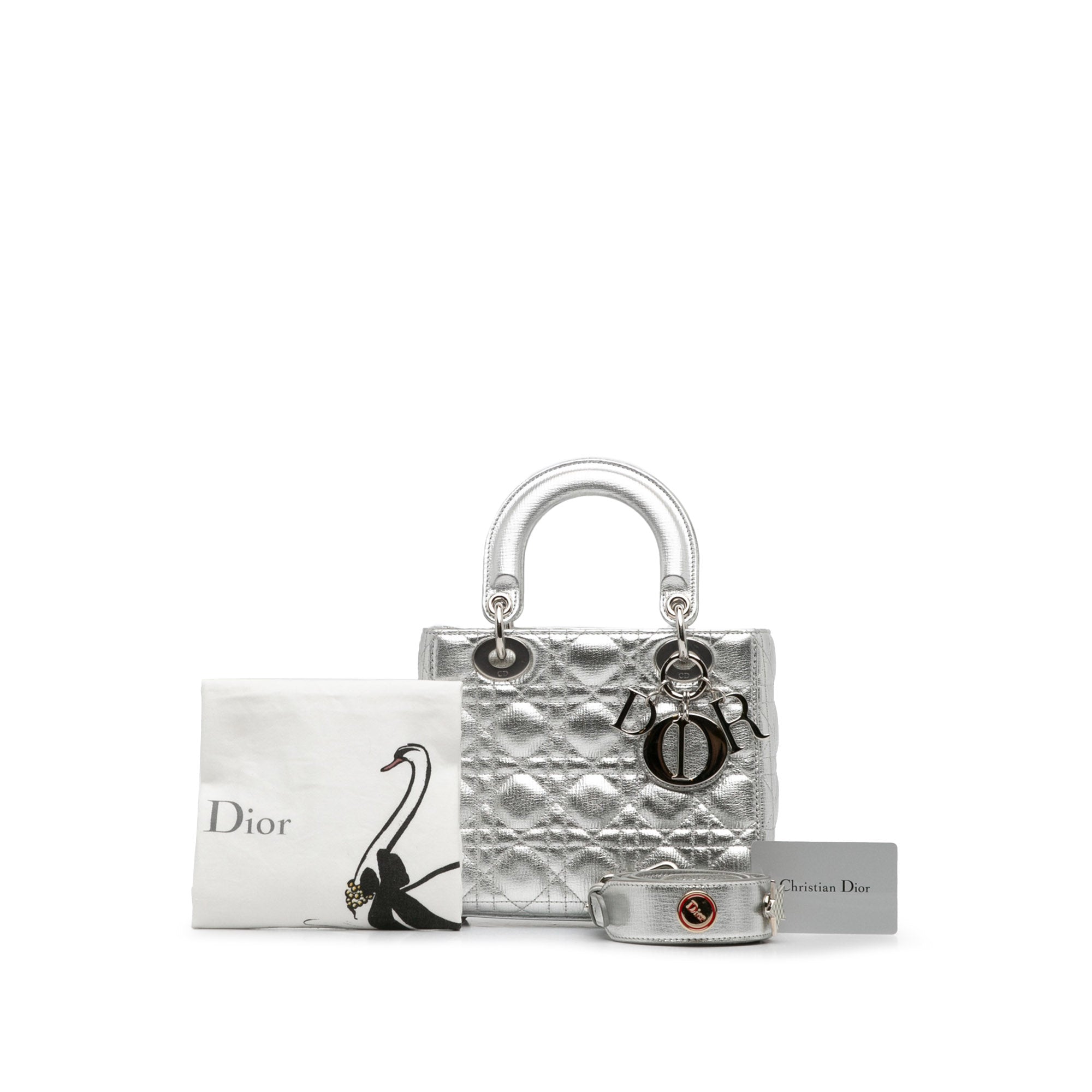 Pre-Owned Dior Small Calfskin Cannage My ABCDior Lady Dior Silver Women Dubai