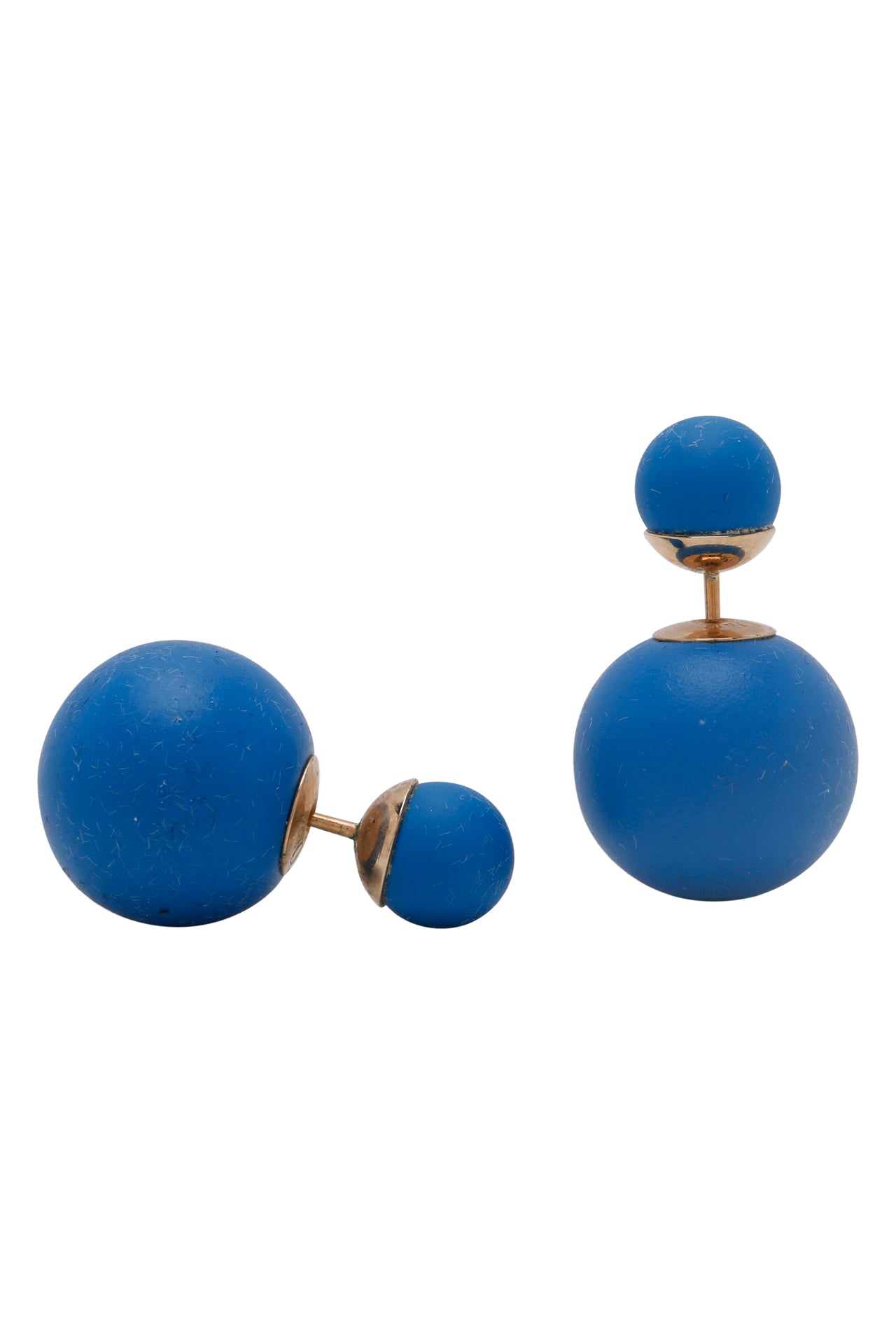 Dior Tribale Mise en Dior Matte Blue Gold Tone Stud Earrings